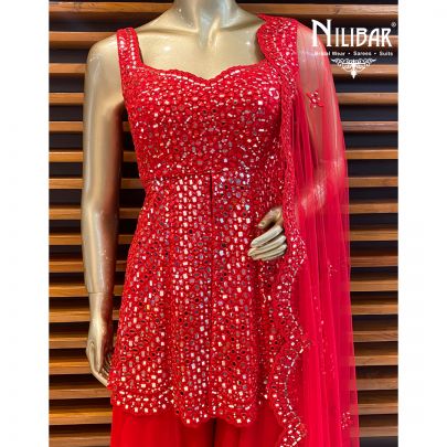 Dark Red Palazzo Suit