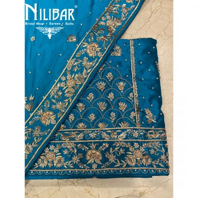 Peacock Gawadian Silk Unstitched Suit
