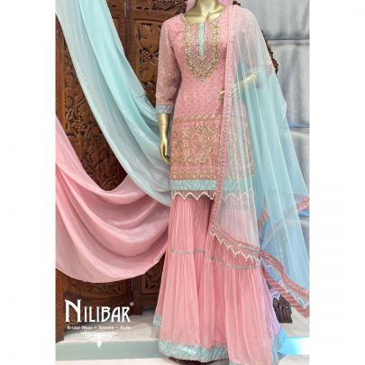 Rose Pink Georgette Sharara Suit