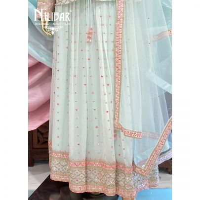 Powder Blue Georgette Jacket Style Suit