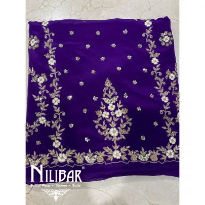 Purple Crepe Organza Unstitched Suit