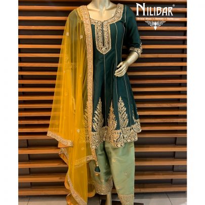 Bottle Green Silk Salwar Suit