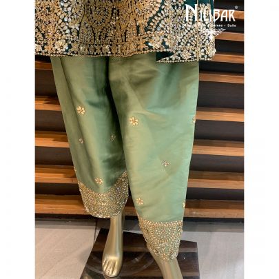 Bottle Green Silk Salwar Suit