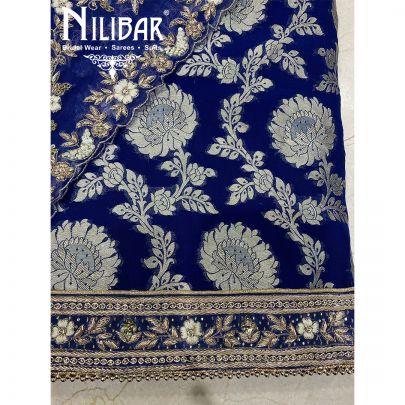 Royal Blue Banarasi Silk Unstitched Suit