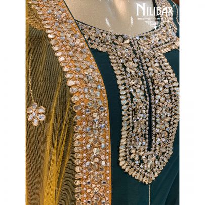 Bottle Green Silk Salwar Suit