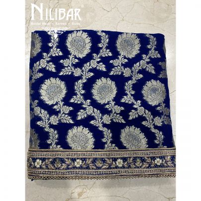 Royal Blue Banarasi Silk Unstitched Suit