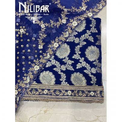 Royal Blue Banarasi Silk Unstitched Suit
