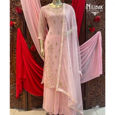 Pastel Pink Georgette Sharara Suit