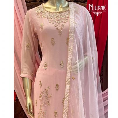 Pastel Pink Georgette Sharara Suit