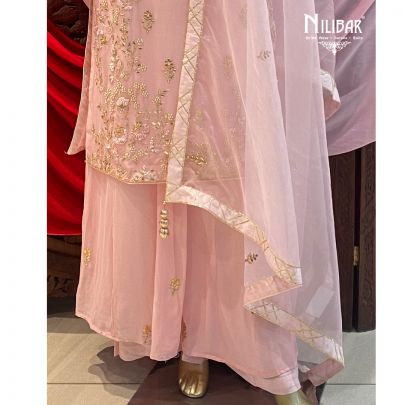Pastel Pink Georgette Sharara Suit