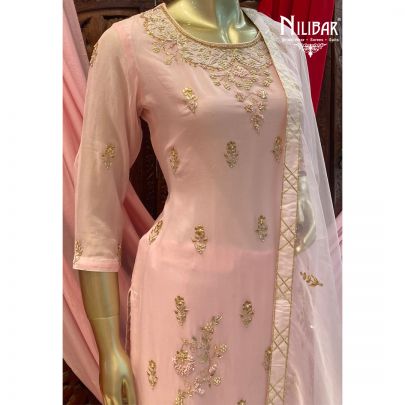 Pastel Pink Georgette Sharara Suit