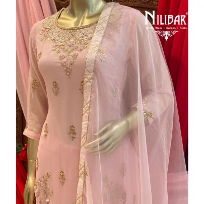 Pastel Pink Georgette Sharara Suit