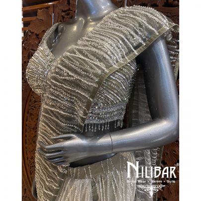 Mehandi Net Draped Saree