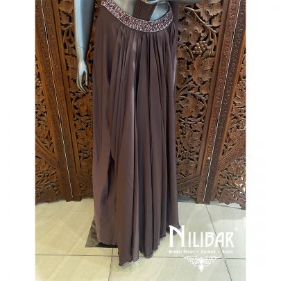 Grape Satin Draped Saree