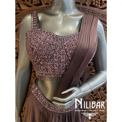 Grape Satin Draped Saree