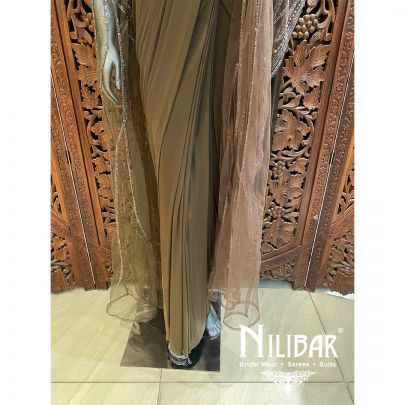 Brown Lycra Draped Saree