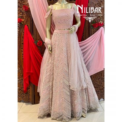 Blush Pink Net Lehenga