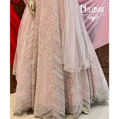 Blush Pink Net Lehenga