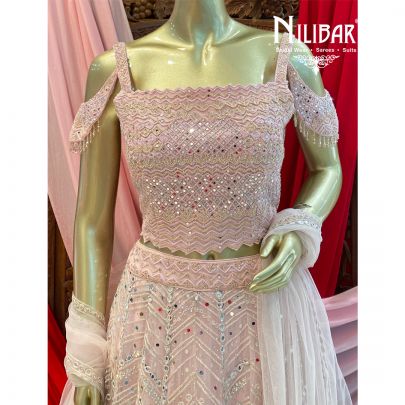 Blush Pink Net Lehenga