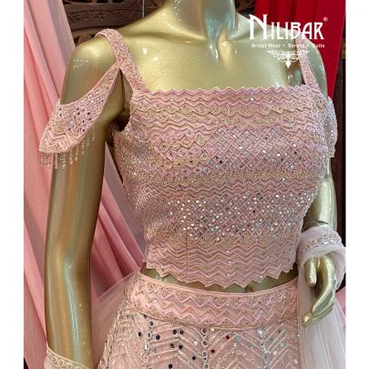 Blush Pink Net Lehenga