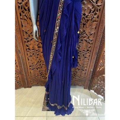 Blue Georgette Draped Saree