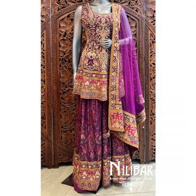 Purple Crepe Palazzo Suit