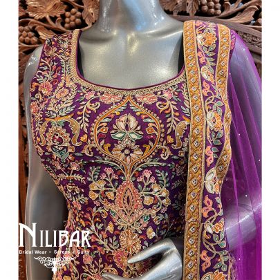 Purple Crepe Palazzo Suit
