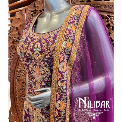 Purple Crepe Palazzo Suit