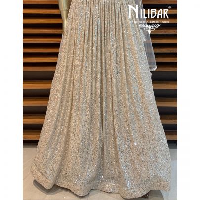 Cream Net Lehenga