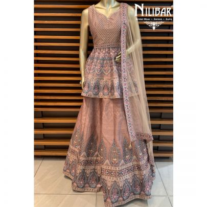 Pale Brown Silk Lehenga