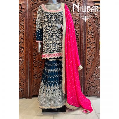 Navy Blue Georgette Garara Suit