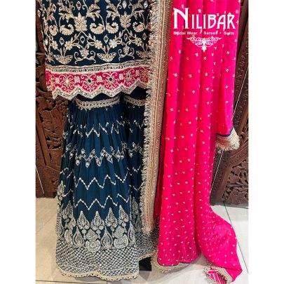 Navy Blue Georgette Garara Suit