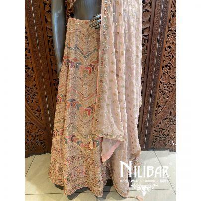 Peach Pink Georgette Lehenga