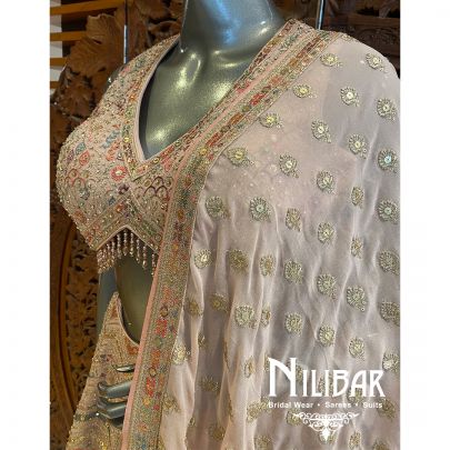 Peach Pink Georgette Lehenga