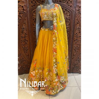 Yellow Organza Lehenga