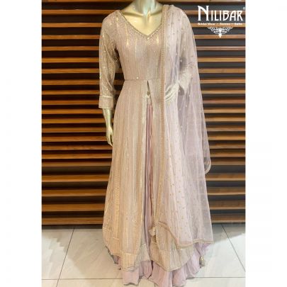 Lavender Georgette Front Slit Anarkali