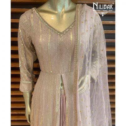 Lavender Georgette Front Slit Anarkali