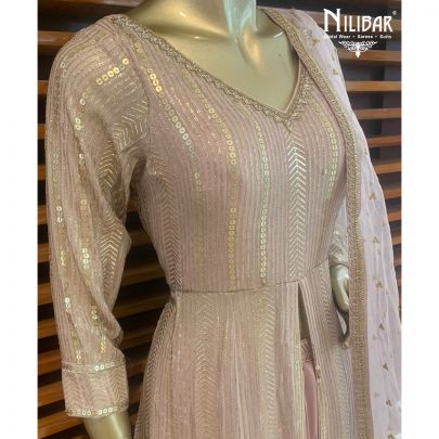 Lavender Georgette Front Slit Anarkali