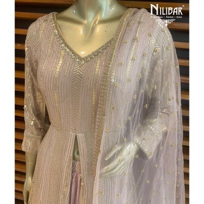 Lavender Georgette Front Slit Anarkali