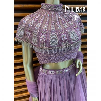 Lavender Cape Style Lehenga
