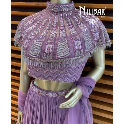 Lavender Cape Style Lehenga