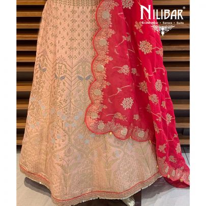 Peach Banarasi Silk Anarkali