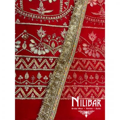 Indian Red Organza Unstitched Suit