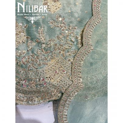 Mint Green Lamba Organza Unstitched Suit