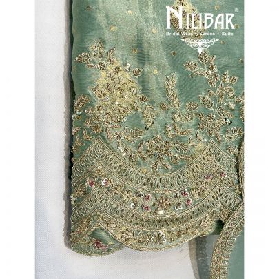 Mint Green Lamba Organza Unstitched Suit
