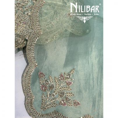 Mint Green Lamba Organza Unstitched Suit