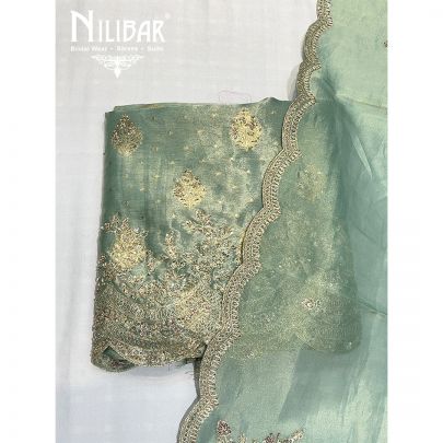 Mint Green Lamba Organza Unstitched Suit