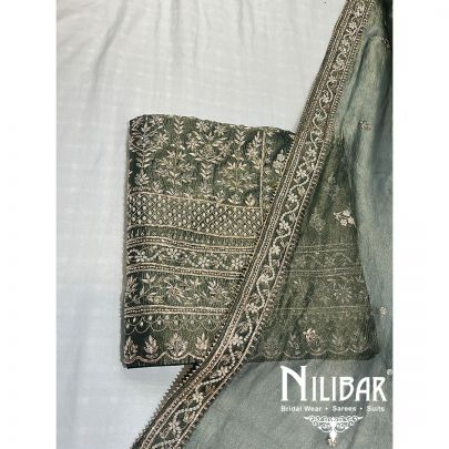Hunter Green Crushed Silk Unstitched Suit