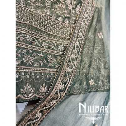 Hunter Green Crushed Silk Unstitched Suit