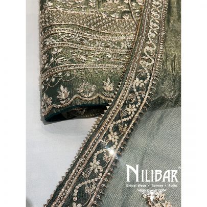 Hunter Green Crushed Silk Unstitched Suit